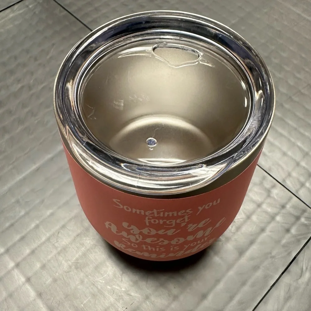 PINK WINE TUMBLER SOMETIMES YOU FORGET YOU ARE AWESOME REMINDER CUP